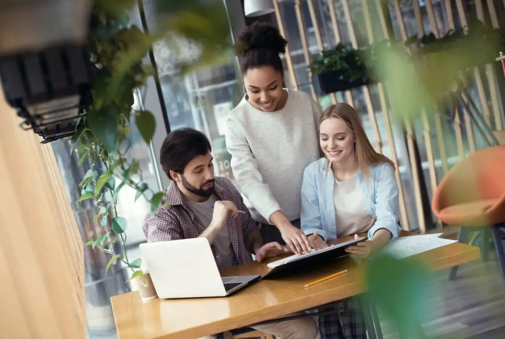 Group of People Talking in a coworking space